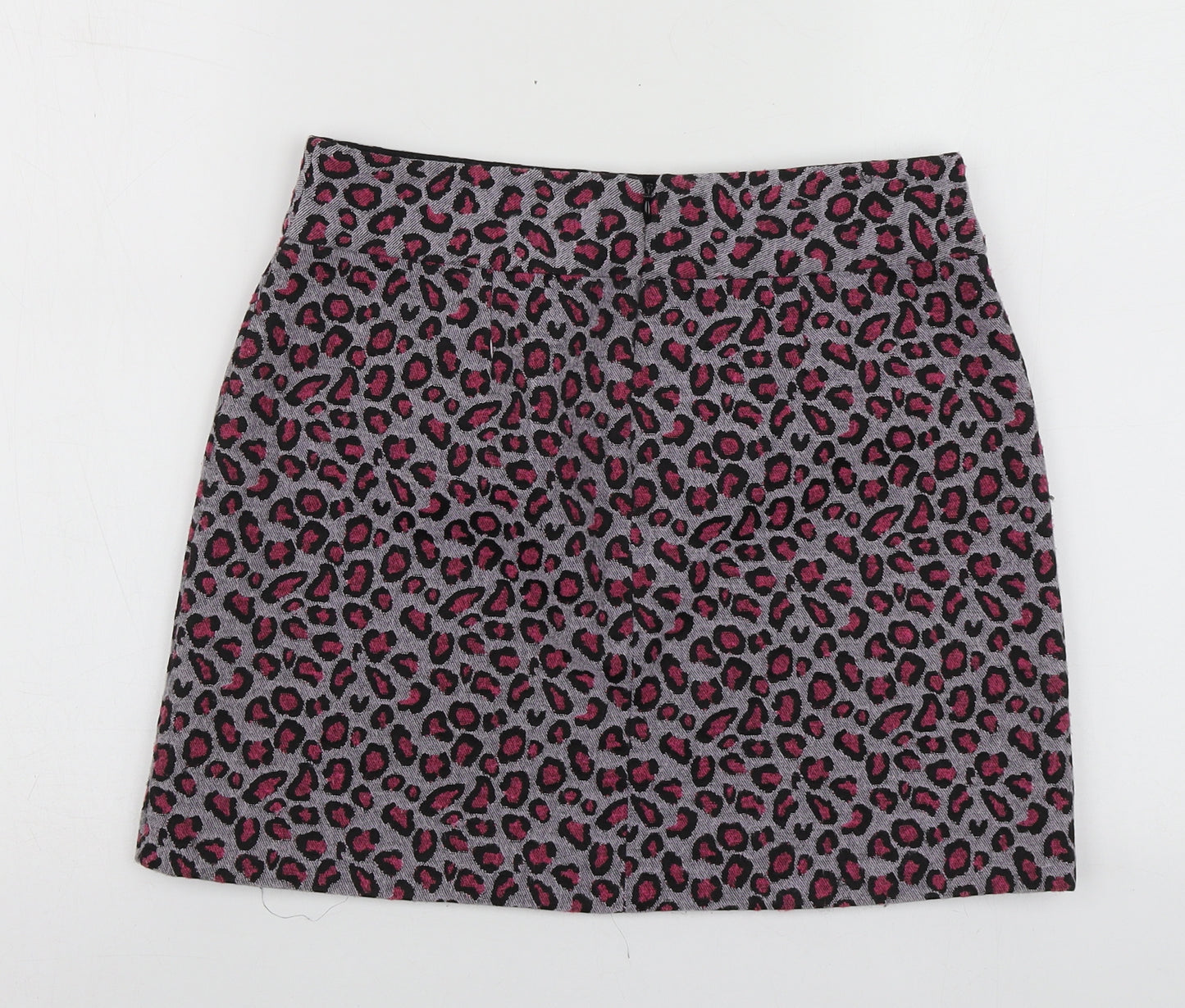 Topshop Womens Pink Animal Print Polyester Mini Skirt Size 36