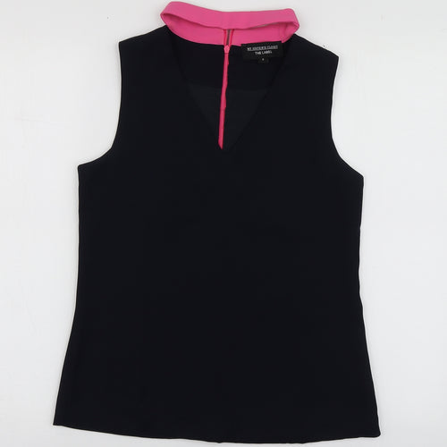 The Label Womens Blue  Polyester Basic Blouse Size 6 V-Neck