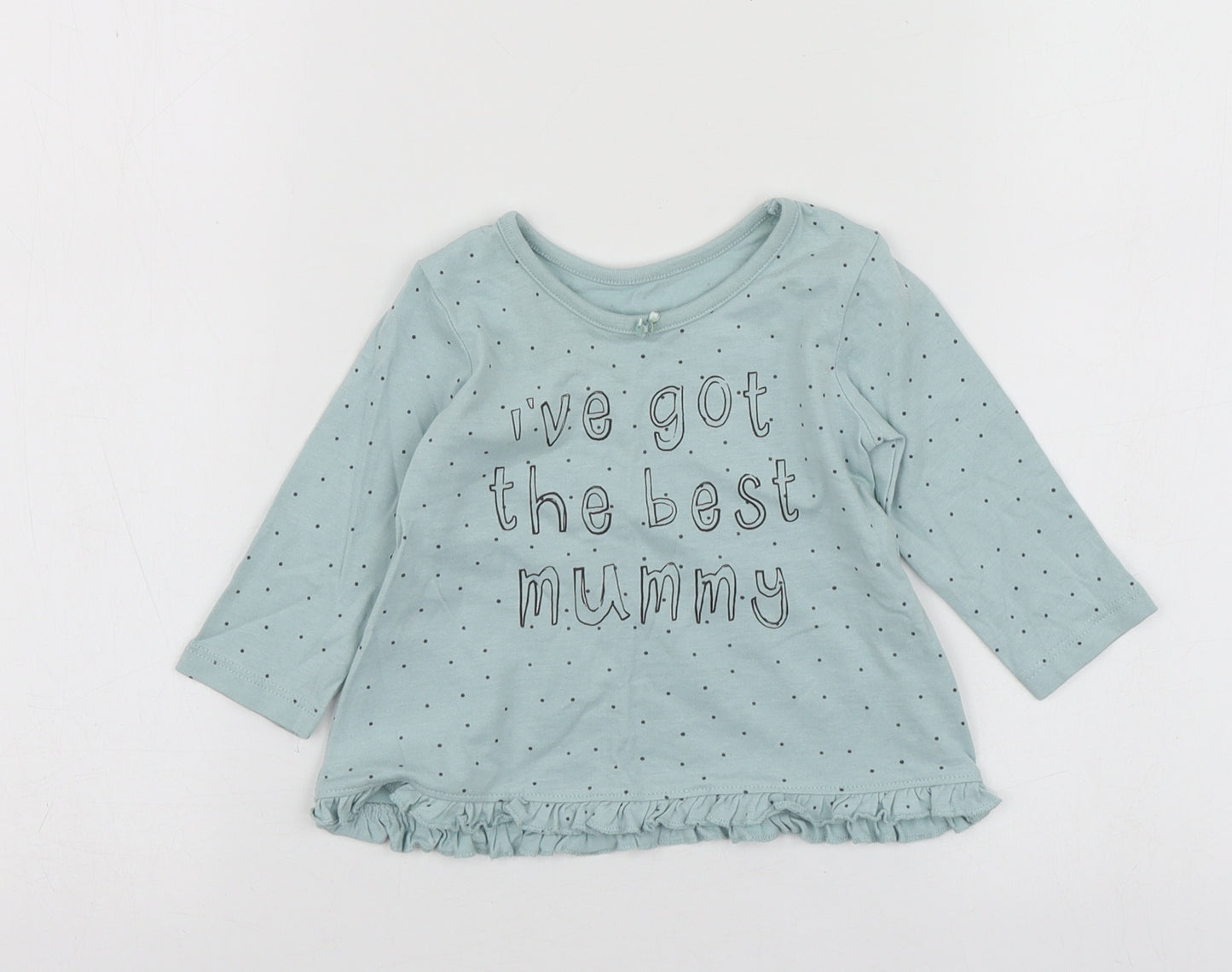George Girls Beige Polka Dot Cotton Basic T-Shirt Size 3-6 Months Round Neck