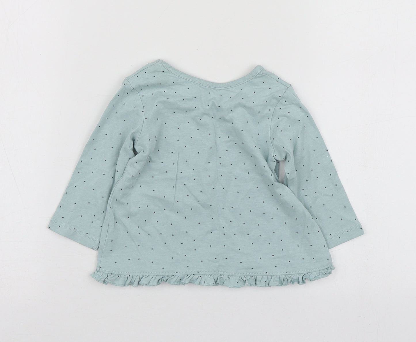 George Girls Beige Polka Dot Cotton Basic T-Shirt Size 3-6 Months Round Neck