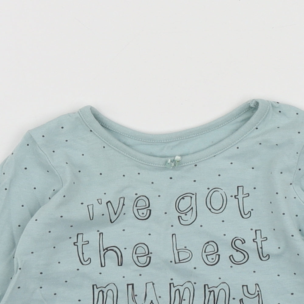 George Girls Beige Polka Dot Cotton Basic T-Shirt Size 3-6 Months Round Neck