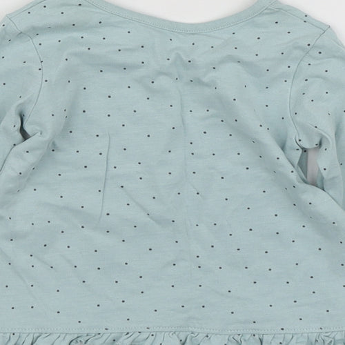 George Girls Beige Polka Dot Cotton Basic T-Shirt Size 3-6 Months Round Neck