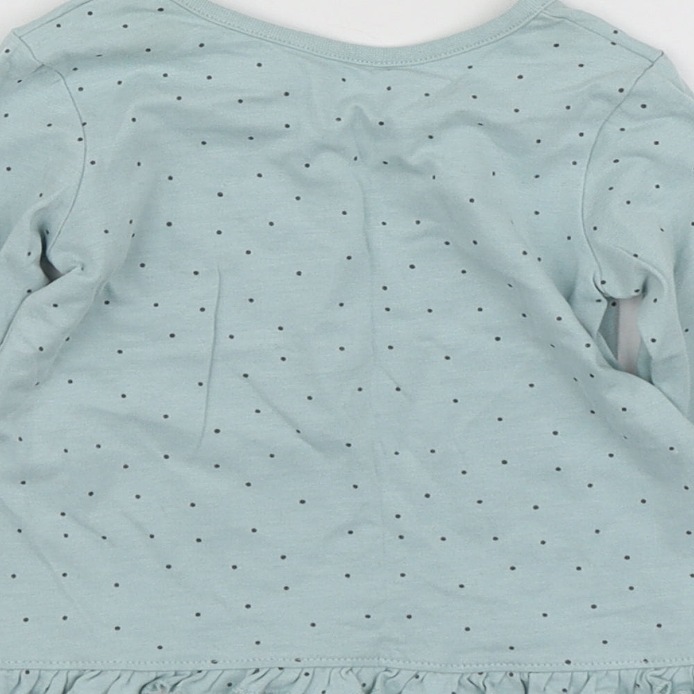 George Girls Beige Polka Dot Cotton Basic T-Shirt Size 3-6 Months Round Neck