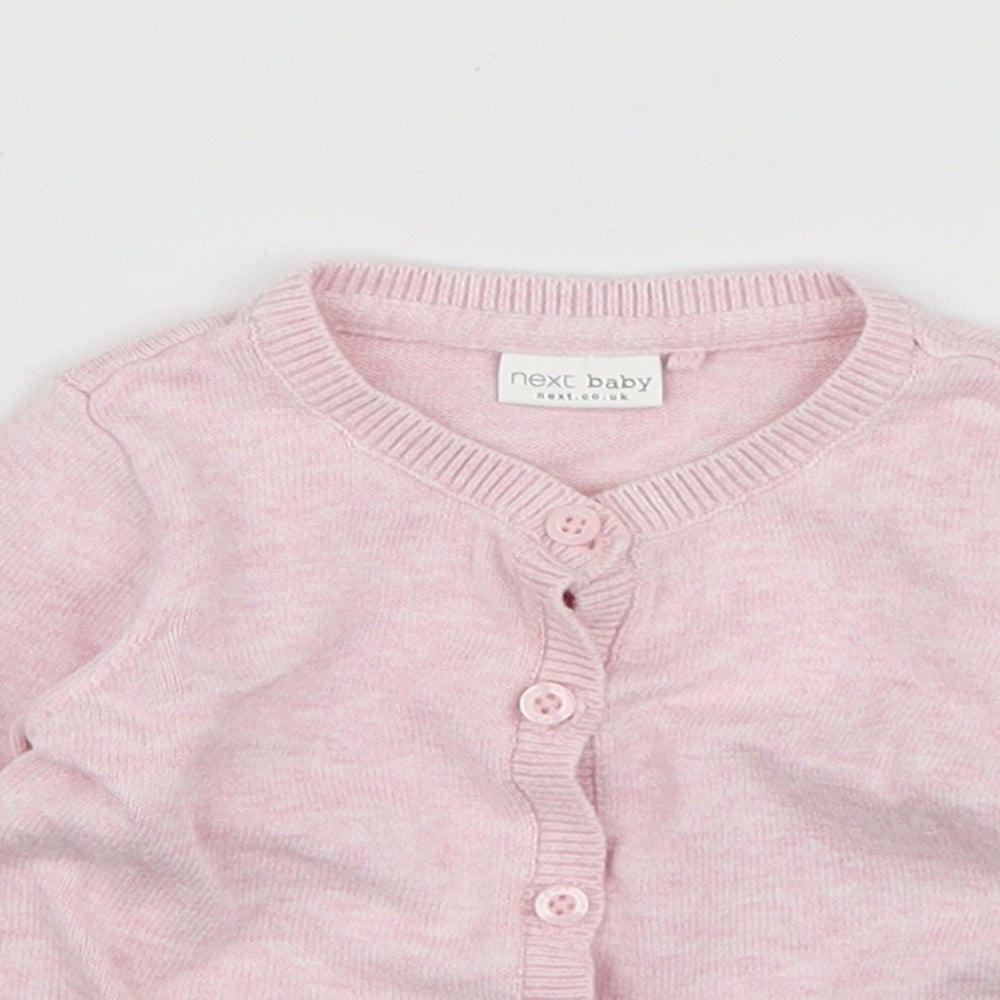 NEXT Girls Pink  Cotton Cardigan Jumper Size 6-9 Months