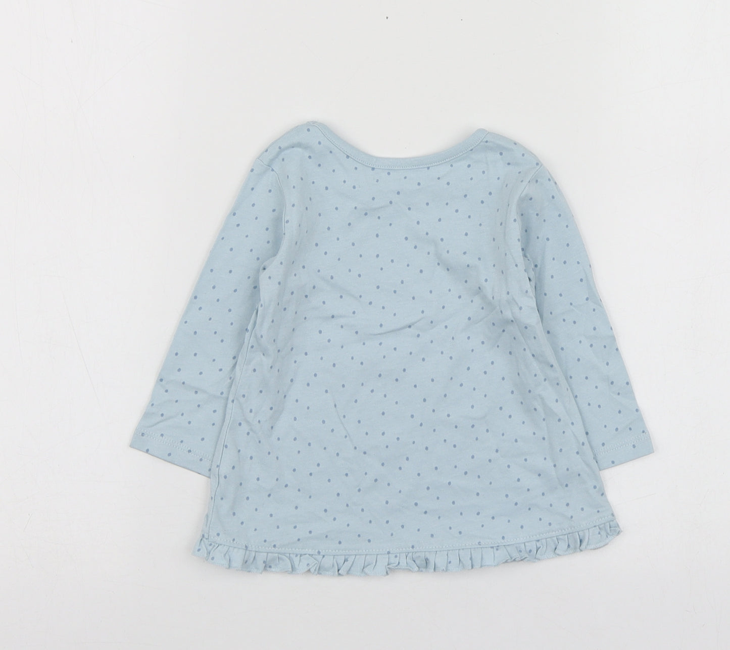 George Girls Blue Polka Dot Cotton Basic T-Shirt Size 6-9 Months Round Neck