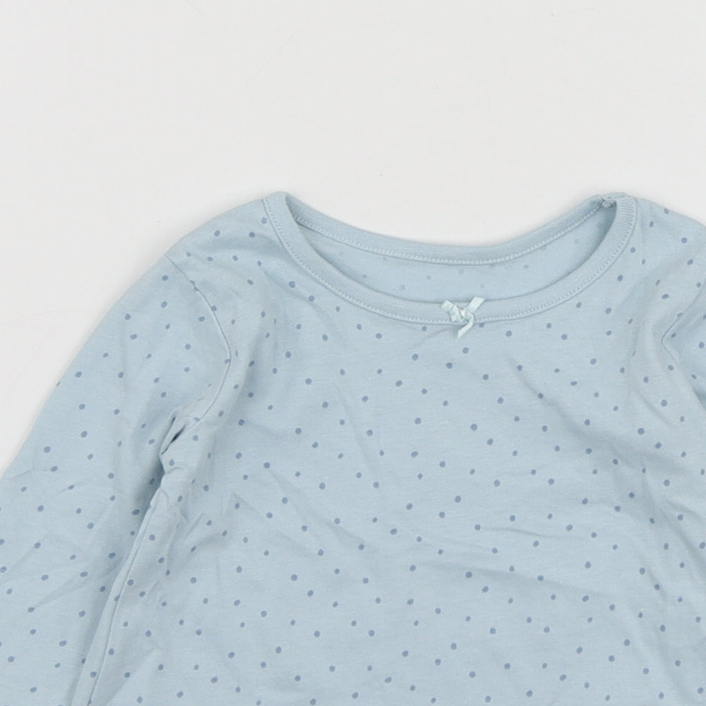 George Girls Blue Polka Dot Cotton Basic T-Shirt Size 6-9 Months Round Neck