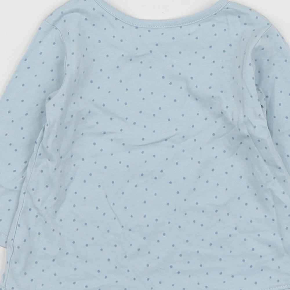 George Girls Blue Polka Dot Cotton Basic T-Shirt Size 6-9 Months Round Neck