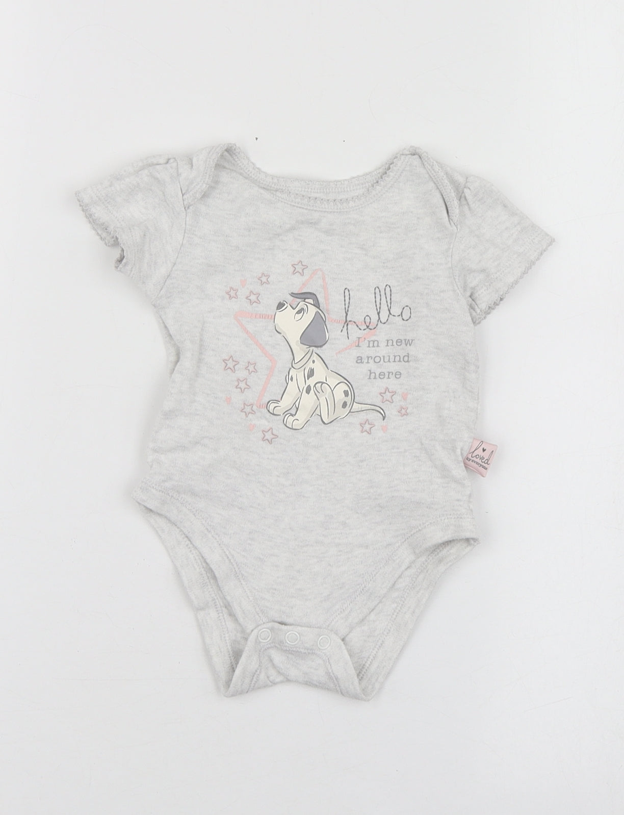 George Girls Grey Geometric Cotton Babygrow One-Piece Size 6-9 Months   - 101 Dalmatians