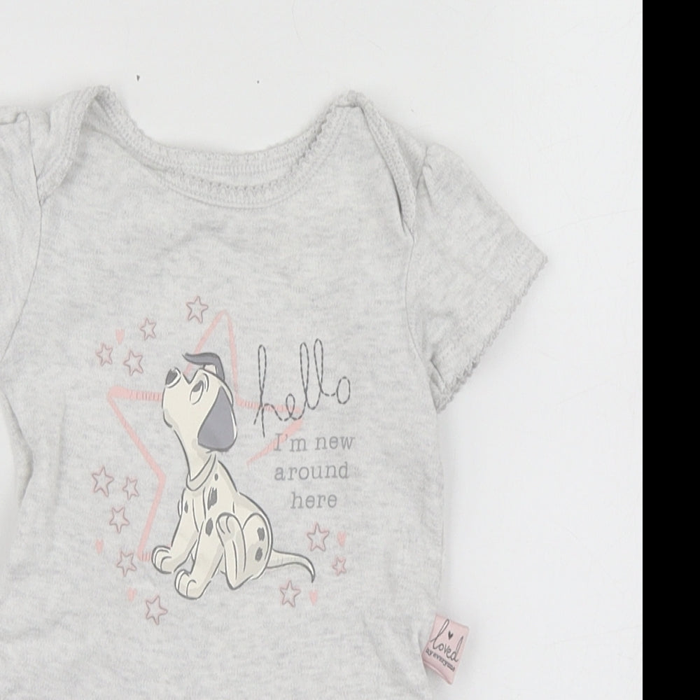 George Girls Grey Geometric Cotton Babygrow One-Piece Size 6-9 Months   - 101 Dalmatians