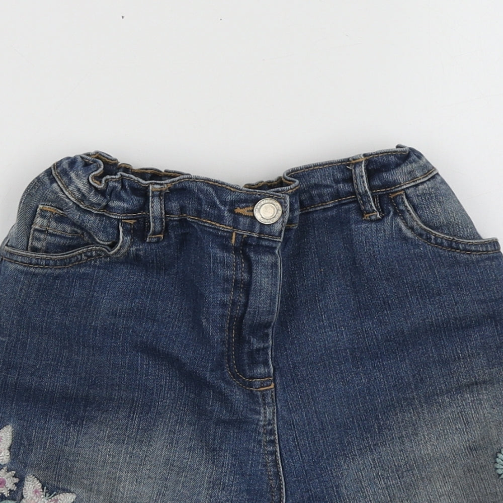 Monsoon Girls Blue Geometric Cotton Cut-Off Shorts Size 11 Years  Regular