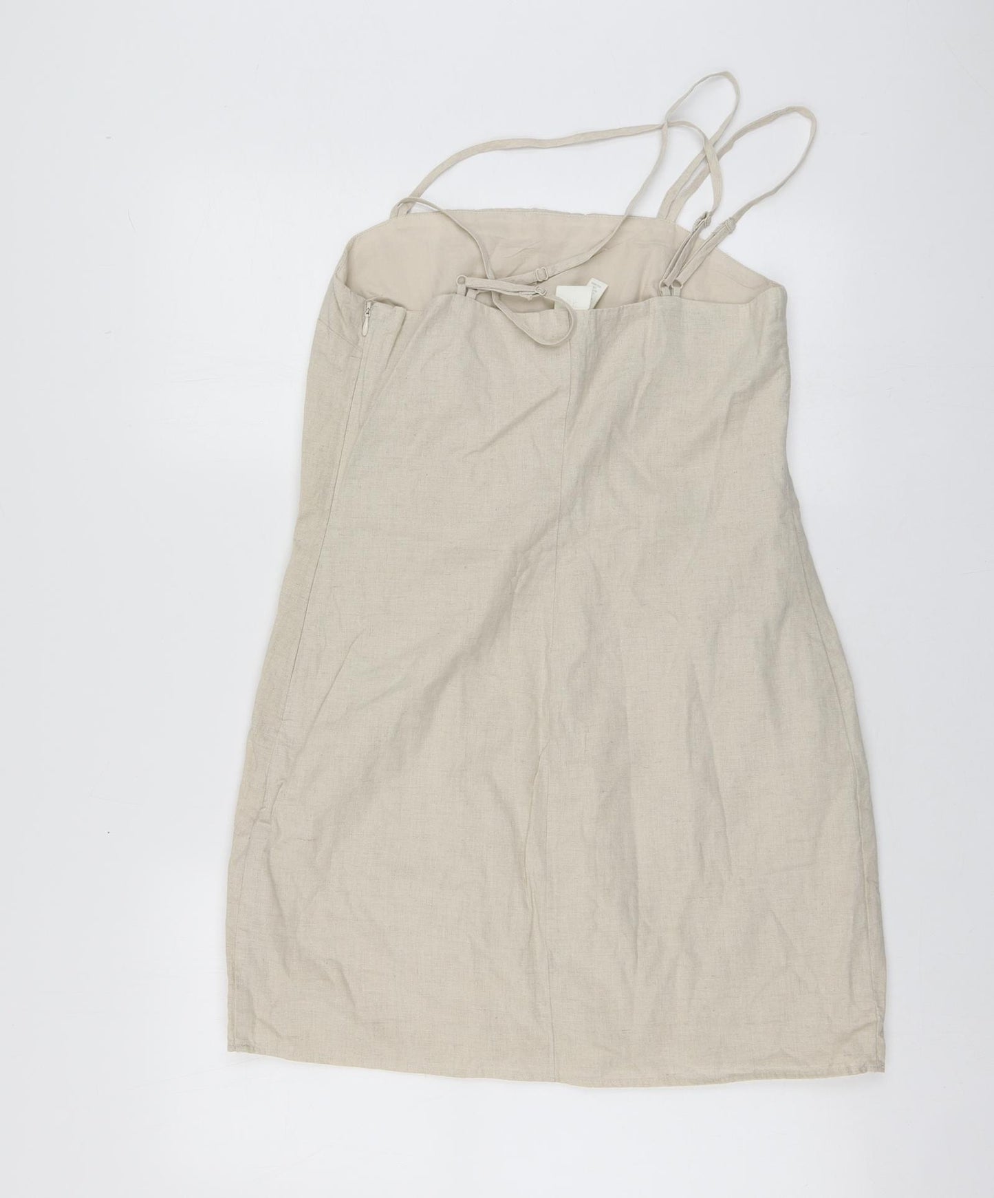 H&M Womens Beige  Linen Mini  Size 36  Square Neck