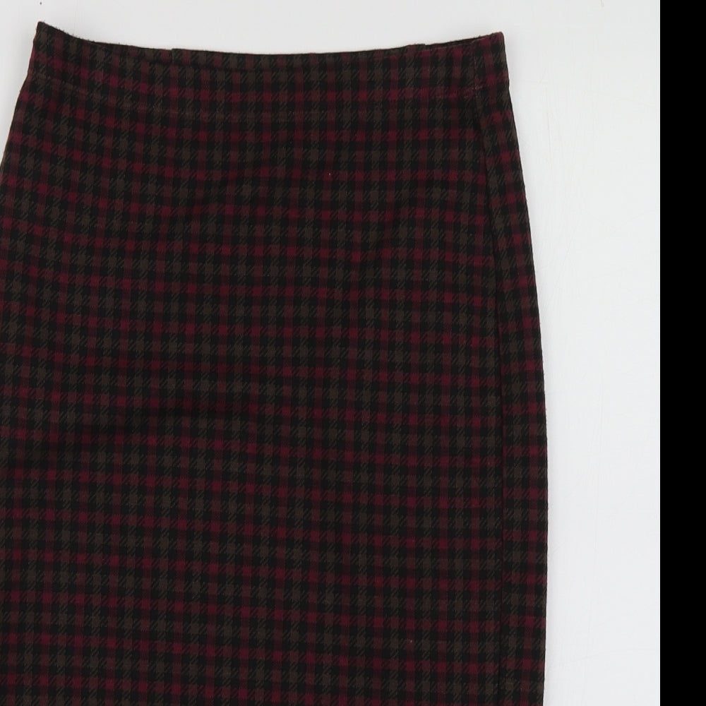 TU Womens Pink Plaid Cotton A-Line Skirt Size 8