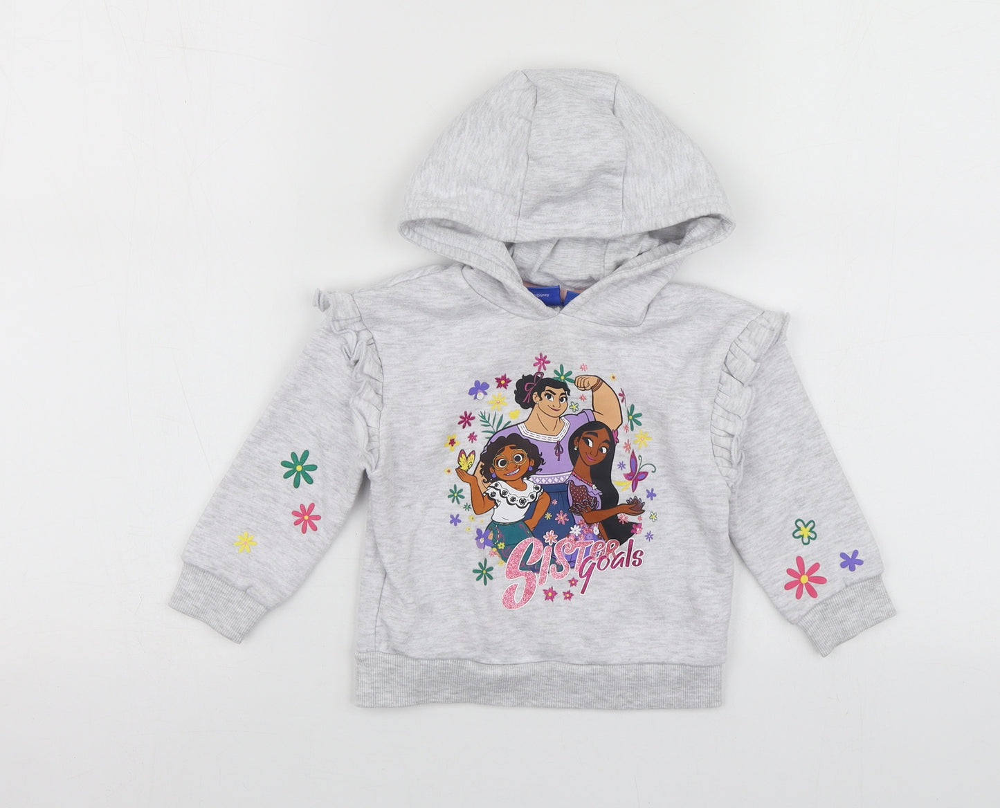 Primark Girls Grey Geometric Cotton Pullover Jumper Size 18-24 Months   - Disney