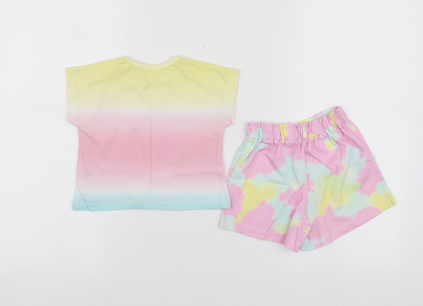 Dunnes Stores Girls Multicoloured Ombré Cotton Shorts Set Outfit/Set Size 9-12 Months