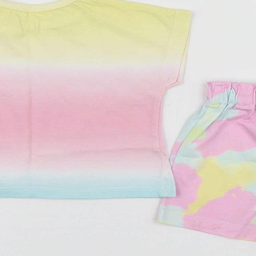 Dunnes Stores Girls Multicoloured Ombré Cotton Shorts Set Outfit/Set Size 9-12 Months