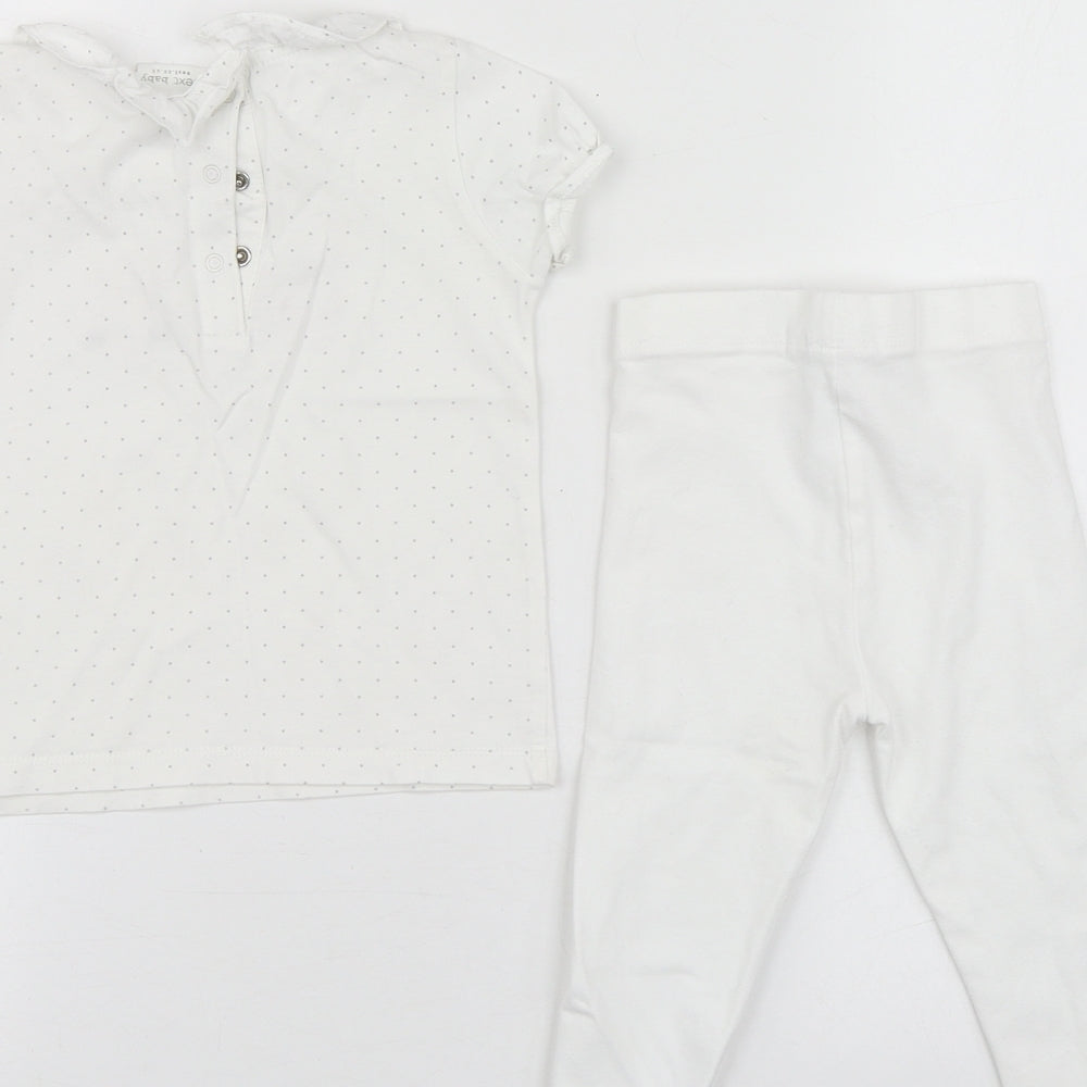 NEXT Girls White Geometric Cotton Trousers Outfit/Set Size 12-18 Months