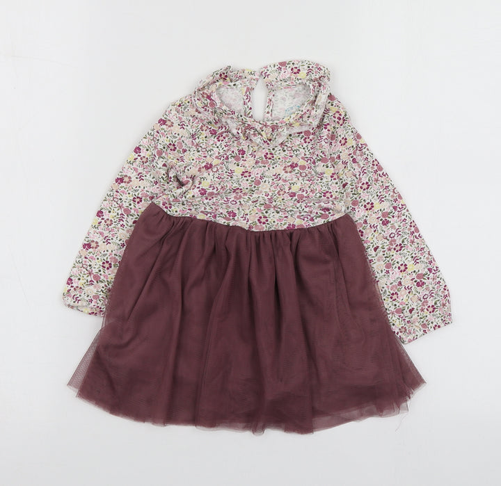 Willow Girls Purple Geometric 100% Cotton Skater Dress  Size 12-18 Months  Round Neck