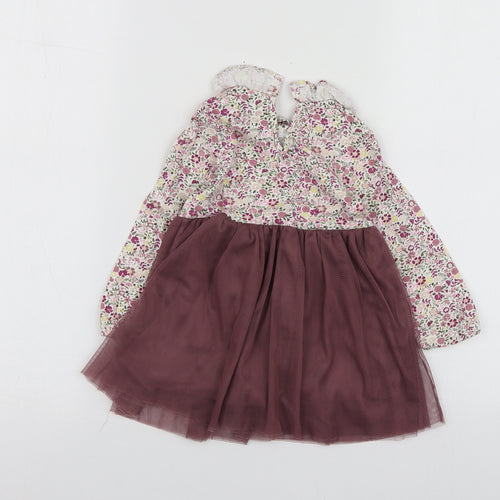 Willow Girls Purple Geometric 100% Cotton Skater Dress  Size 12-18 Months  Round Neck