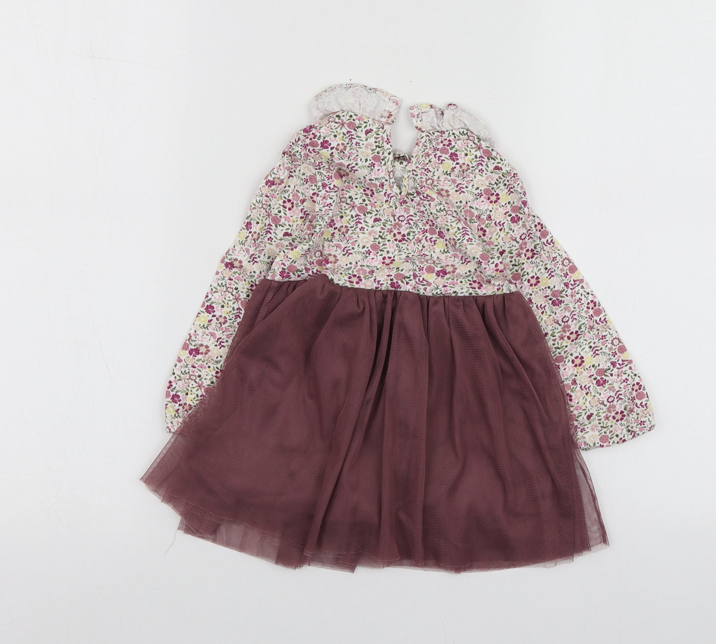 Willow Girls Purple Geometric 100% Cotton Skater Dress  Size 12-18 Months  Round Neck