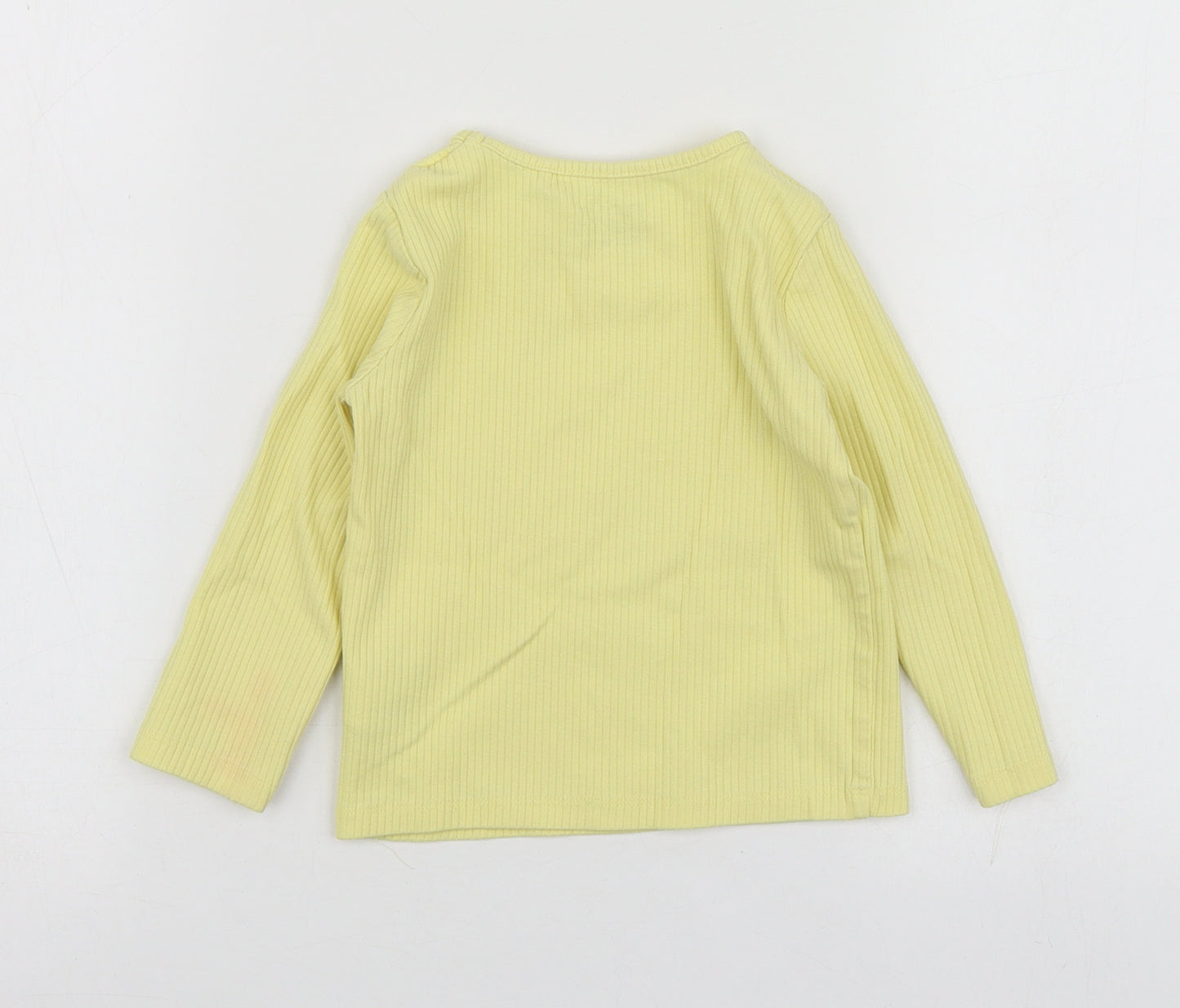 NEXT Girls Yellow  Cotton Basic T-Shirt Size 12-18 Months Round Neck
