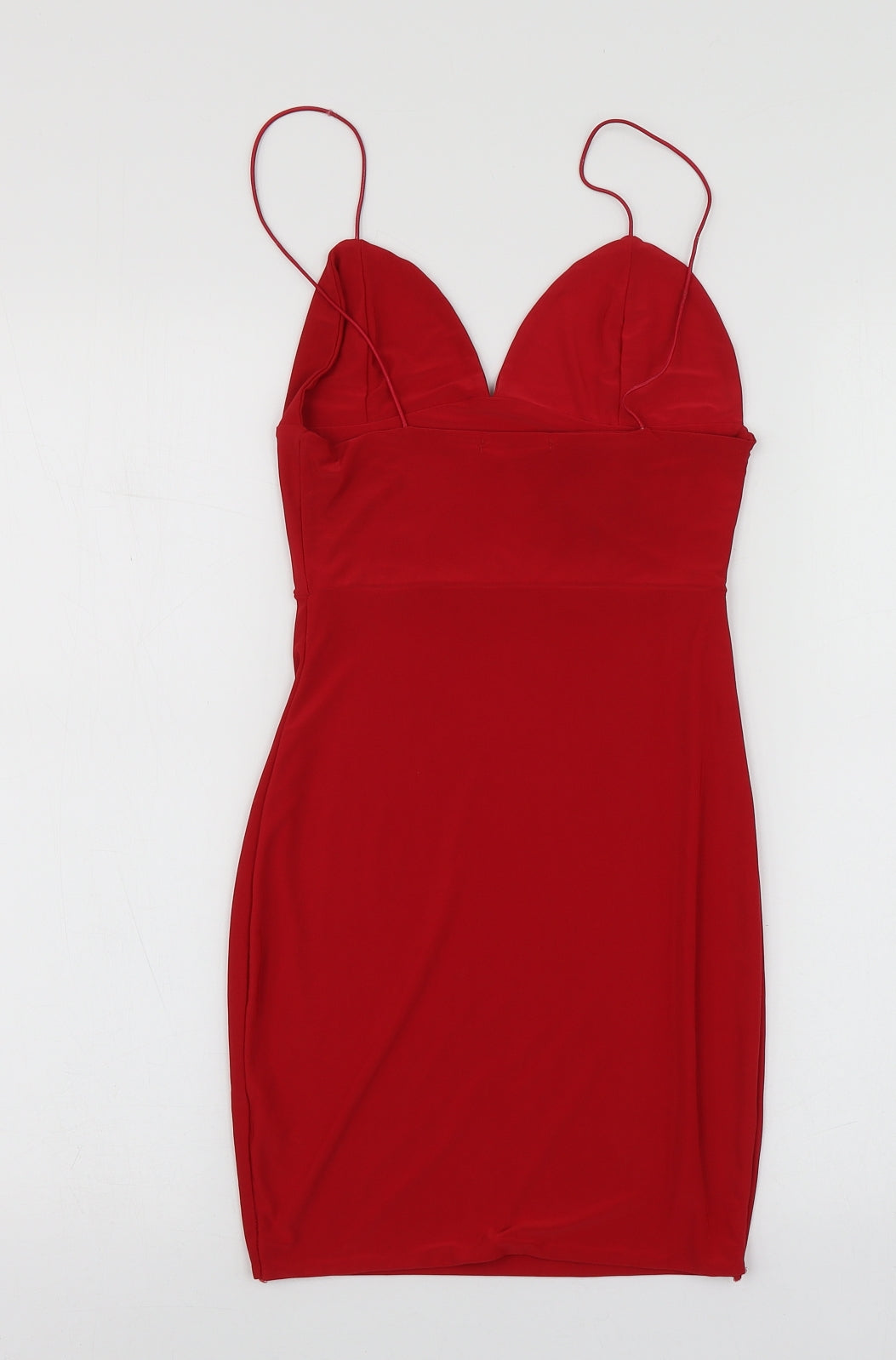 PRETTYLITTLETHING Womens Red Polyester Mini Size 4 V-Neck