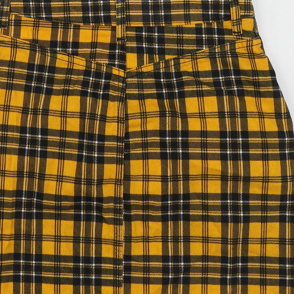 Topshop Womens Yellow Plaid Cotton Mini Skirt Size 36