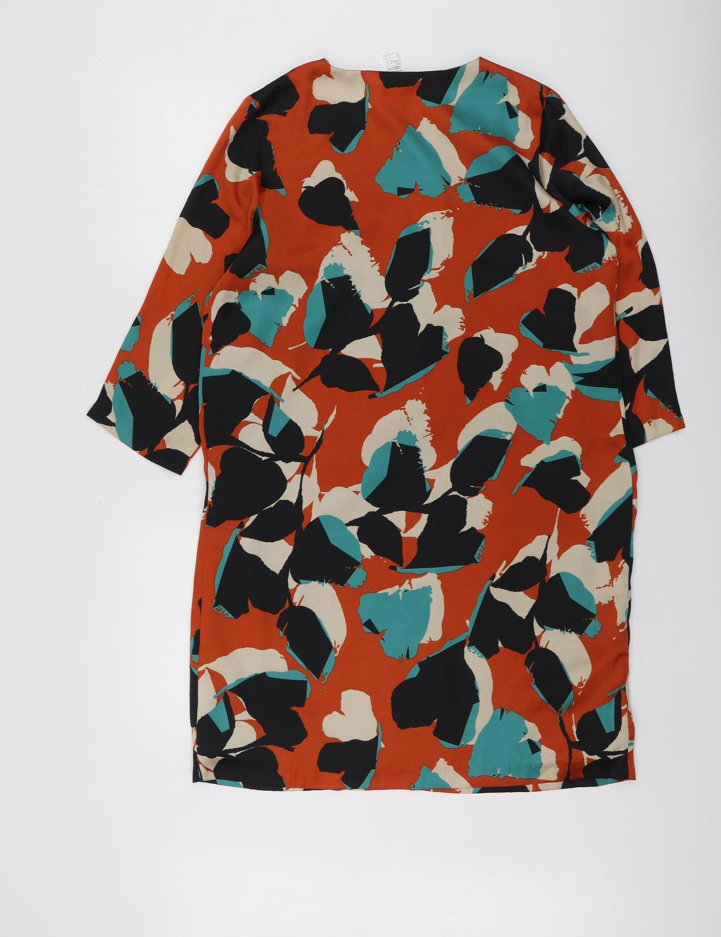 Laura Clement Womens Multicoloured Geometric Polyester Basic Blouse Size 14 V-Neck