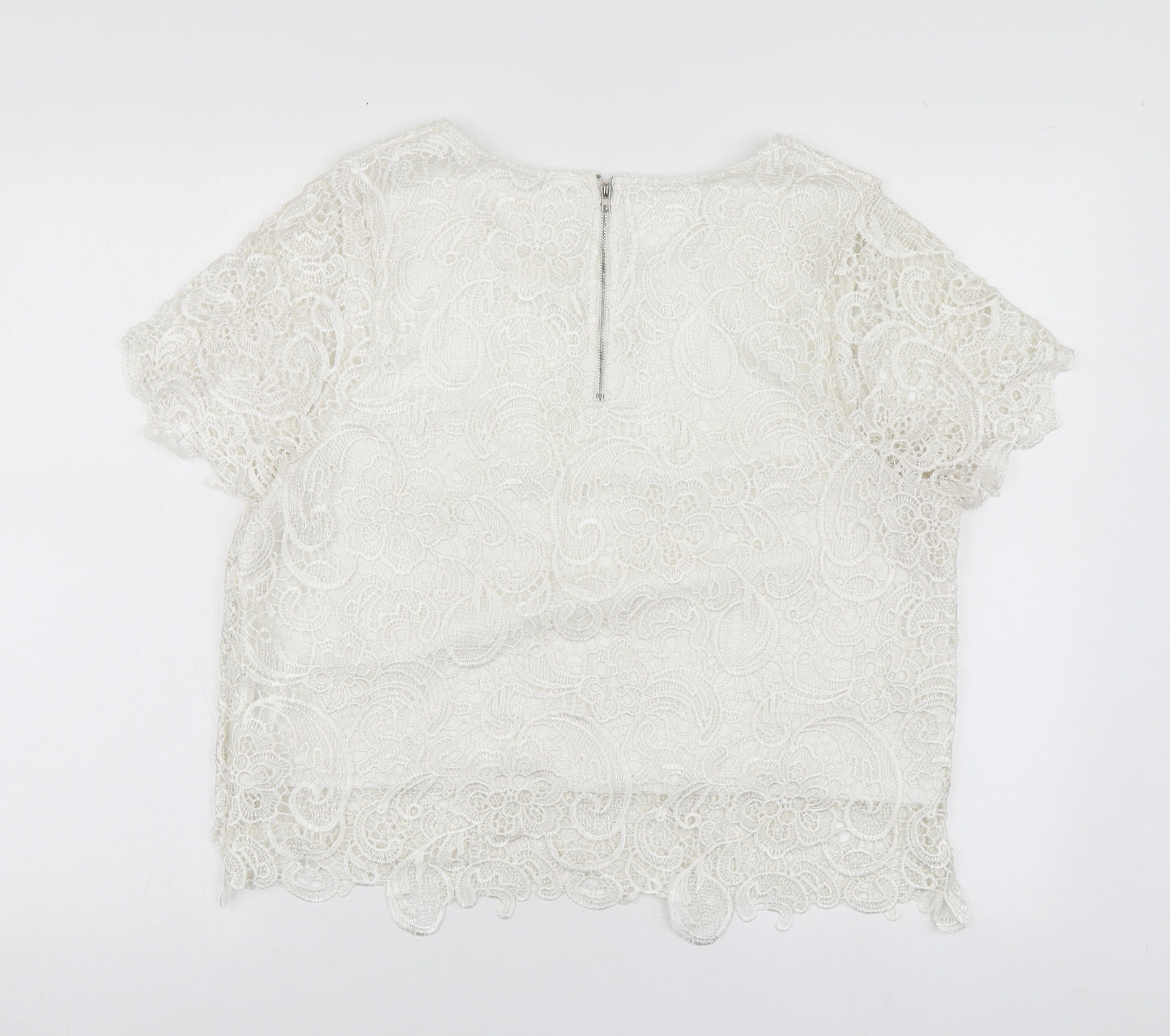 Urban Bliss Womens White Polyester Basic Blouse Size 16 Round Neck