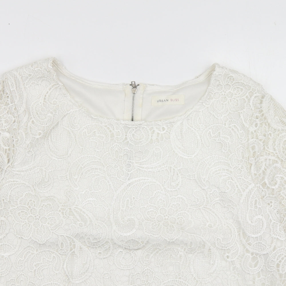 Urban Bliss Womens White Polyester Basic Blouse Size 16 Round Neck