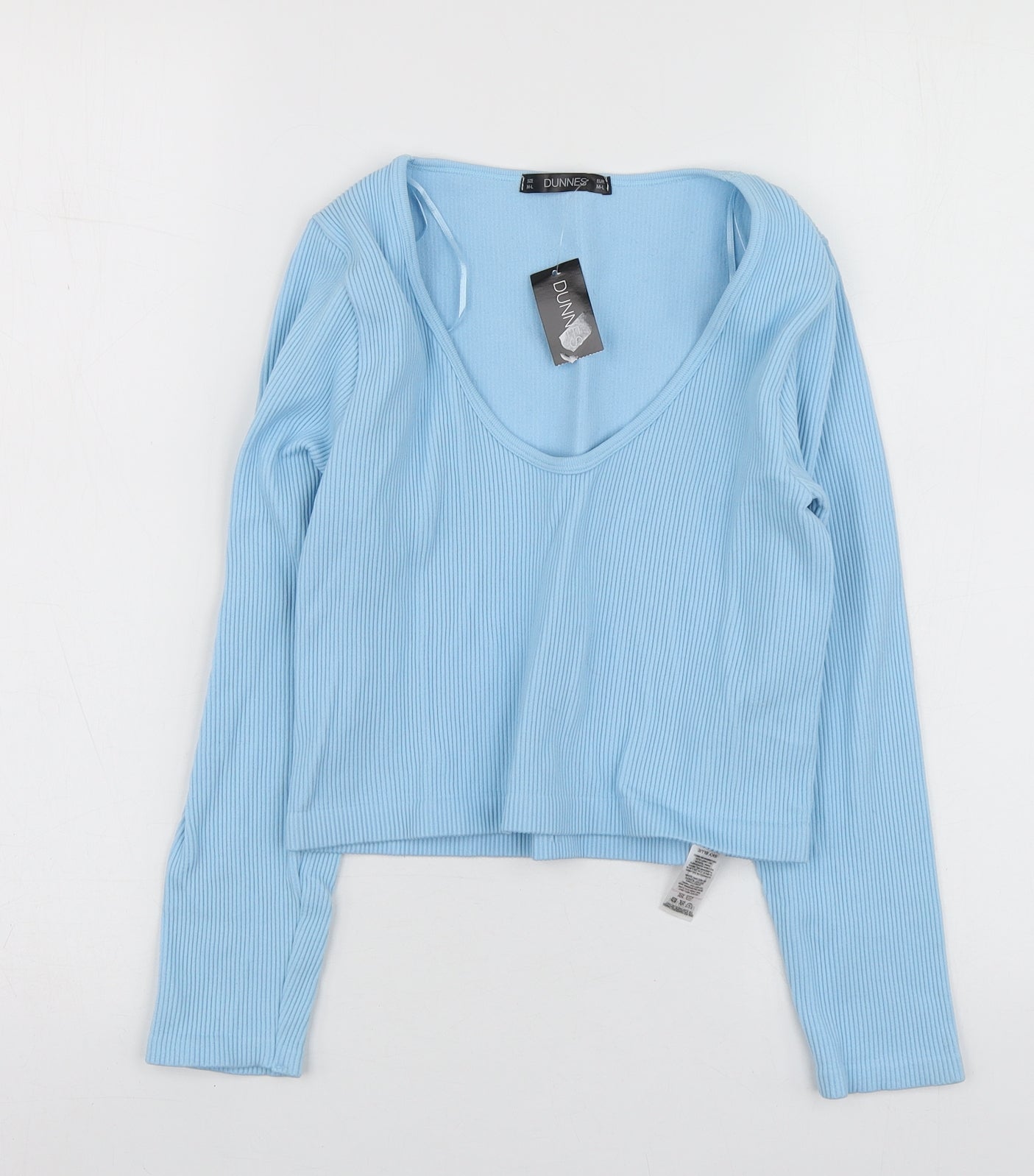 Dunnes Stores Womens Blue Polyester Basic T-Shirt Size L Round Neck