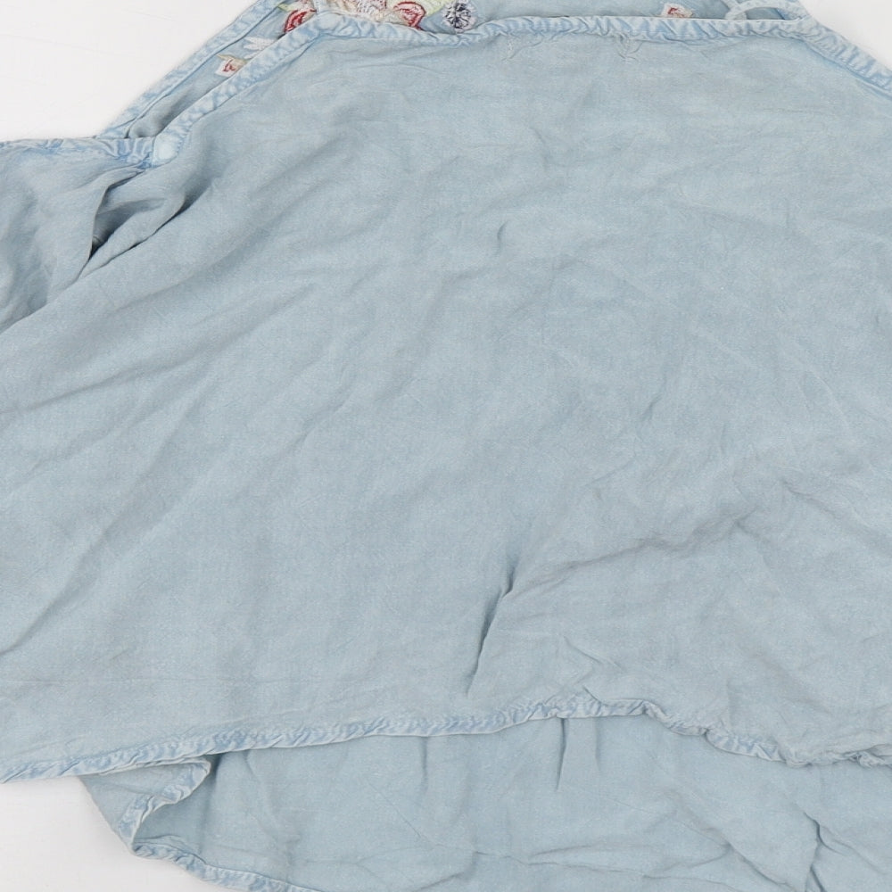 New Look Womens Blue Geometric Viscose Basic T-Shirt Size 10 Halter