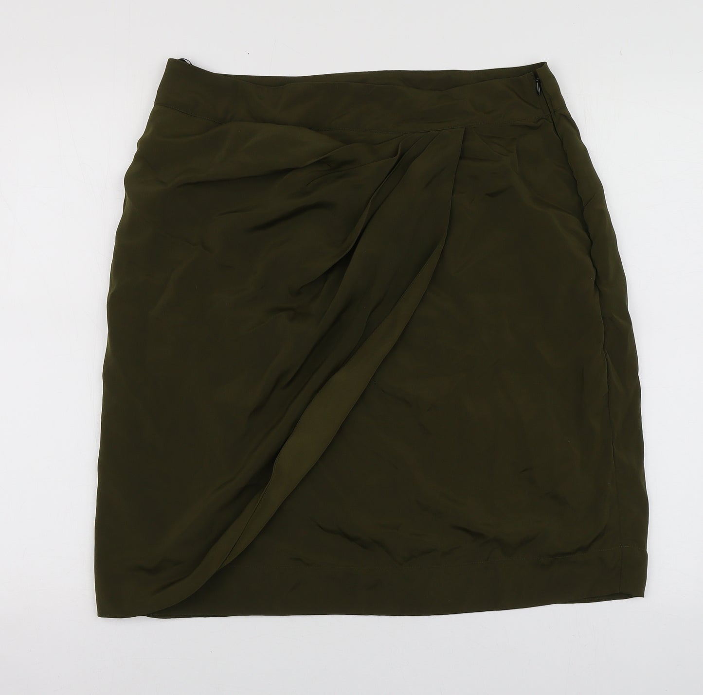 eShakti Womens Green Polyester A-Line Skirt Size 14