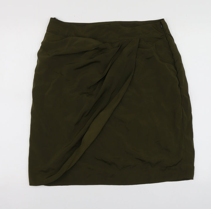 eShakti Womens Green Polyester A-Line Skirt Size 14