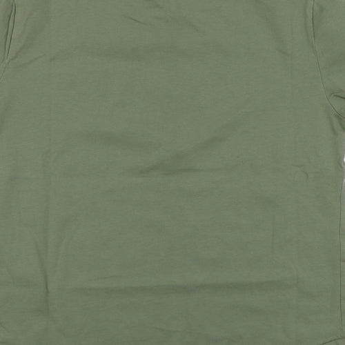 Mango Womens Green Cotton Basic T-Shirt Size M Round Neck