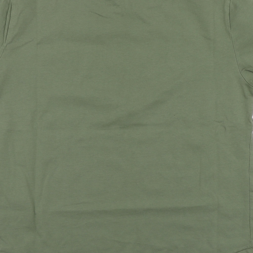 Mango Womens Green Cotton Basic T-Shirt Size M Round Neck