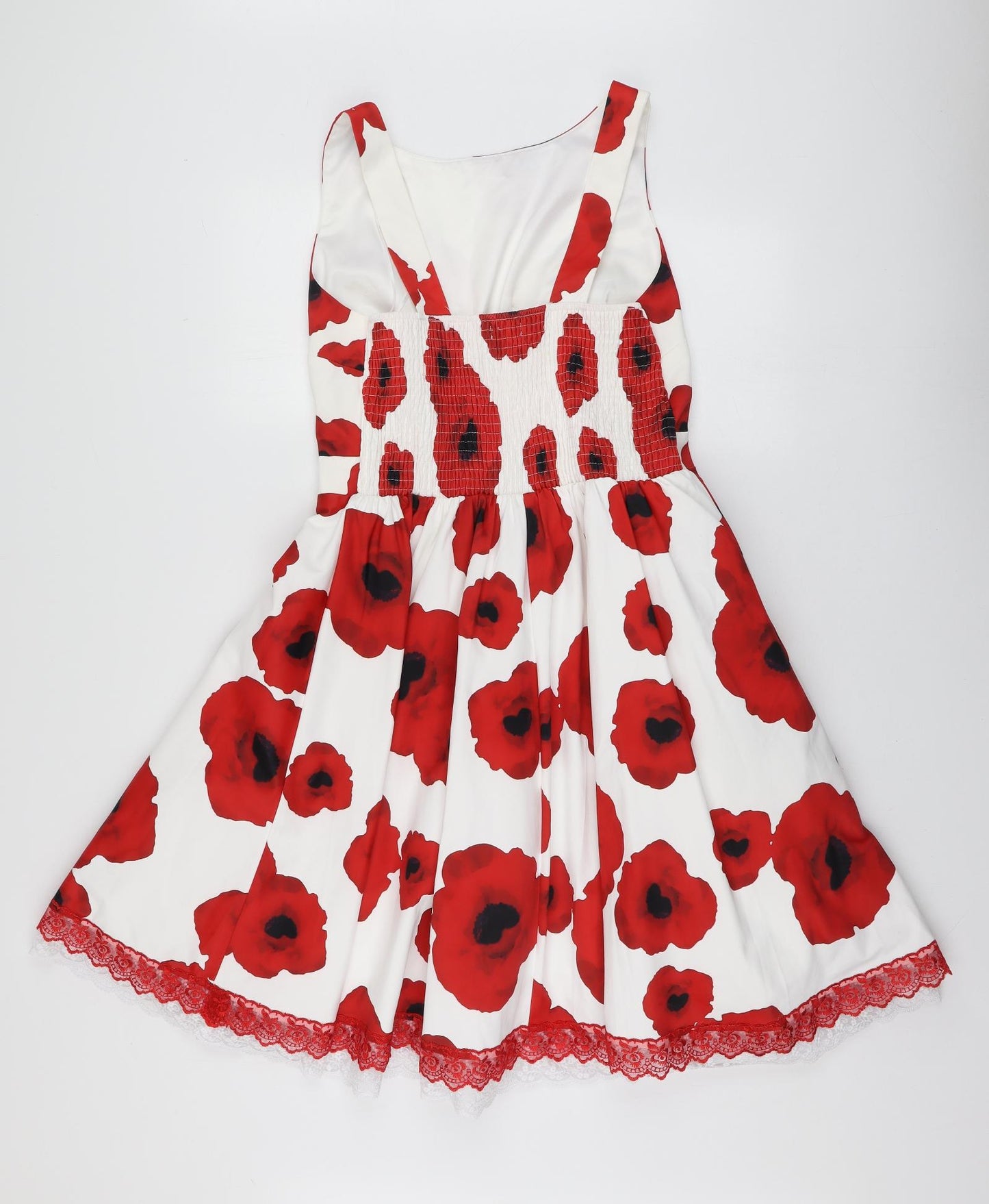 Quiz Womens White Floral Polyester Skater Dress Size 18 Round Neck
