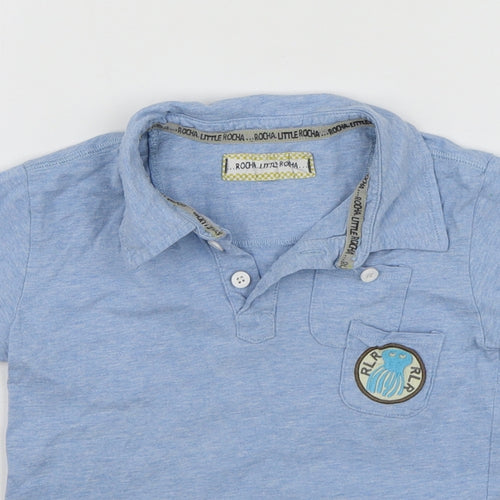 Rocha Boys Blue Cotton Basic Polo Size 4-5 Years Collared