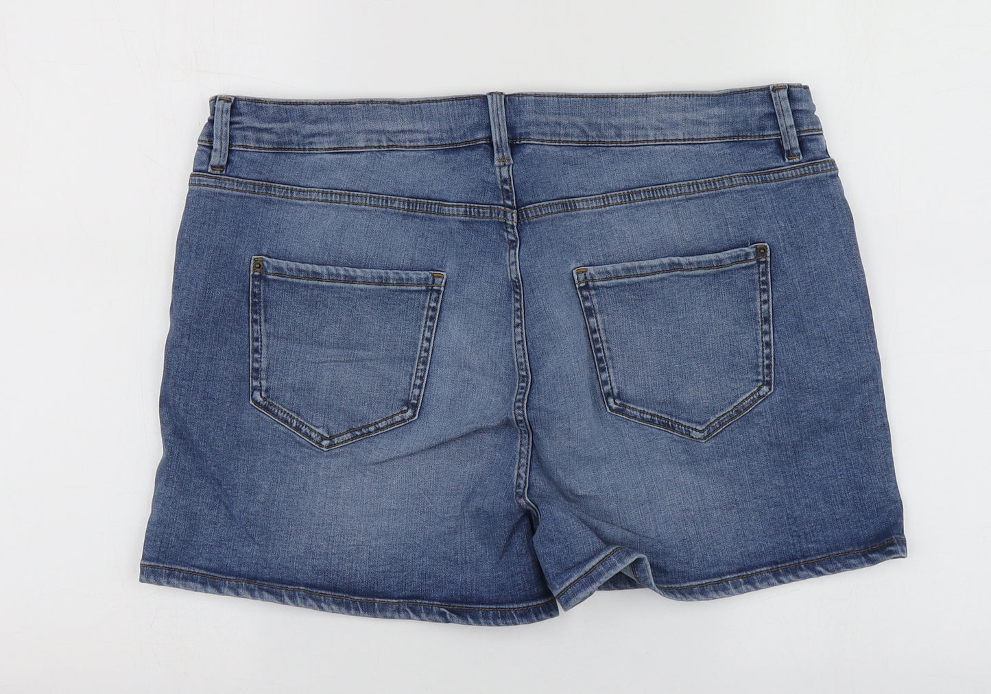 Marks and Spencer Womens Blue Cotton Cut-Off Shorts Size 18 L14 in Regular