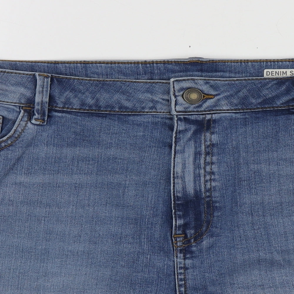 Marks and Spencer Womens Blue Cotton Cut-Off Shorts Size 18 L14 in Regular