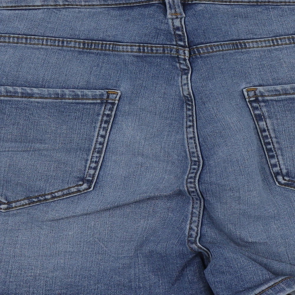 Marks and Spencer Womens Blue Cotton Cut-Off Shorts Size 18 L14 in Regular