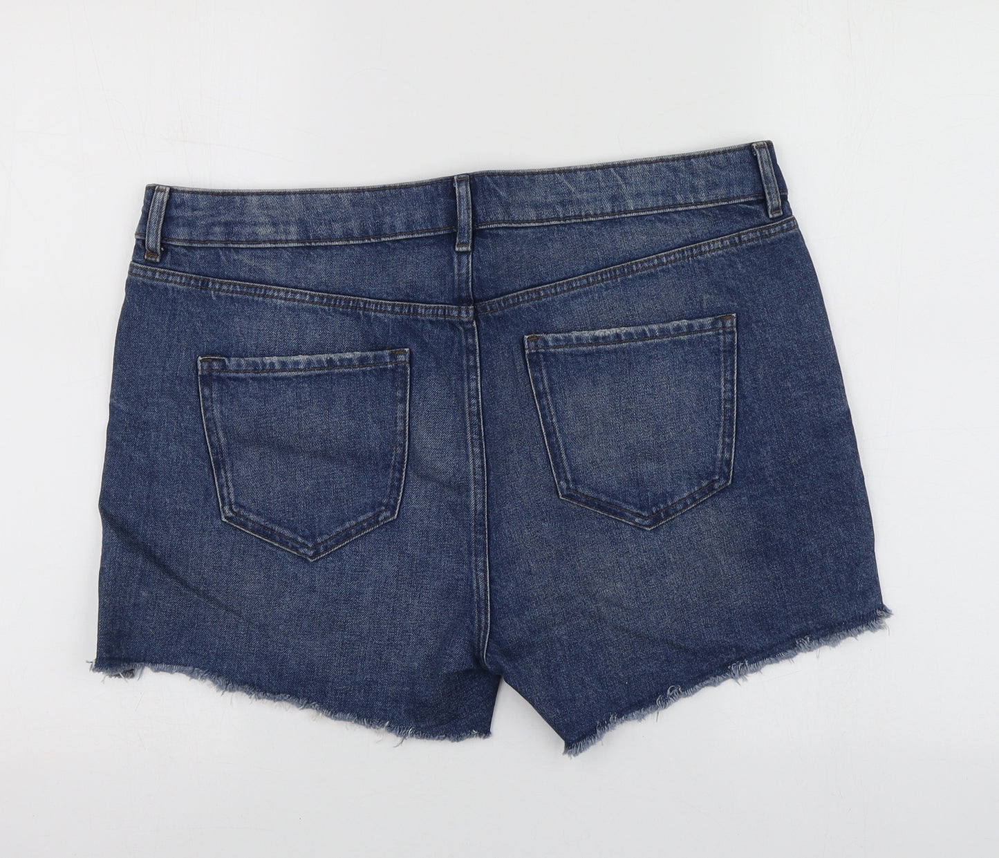 Marks and Spencer Womens Blue Cotton Cut-Off Shorts Size 16 L14 in Regular