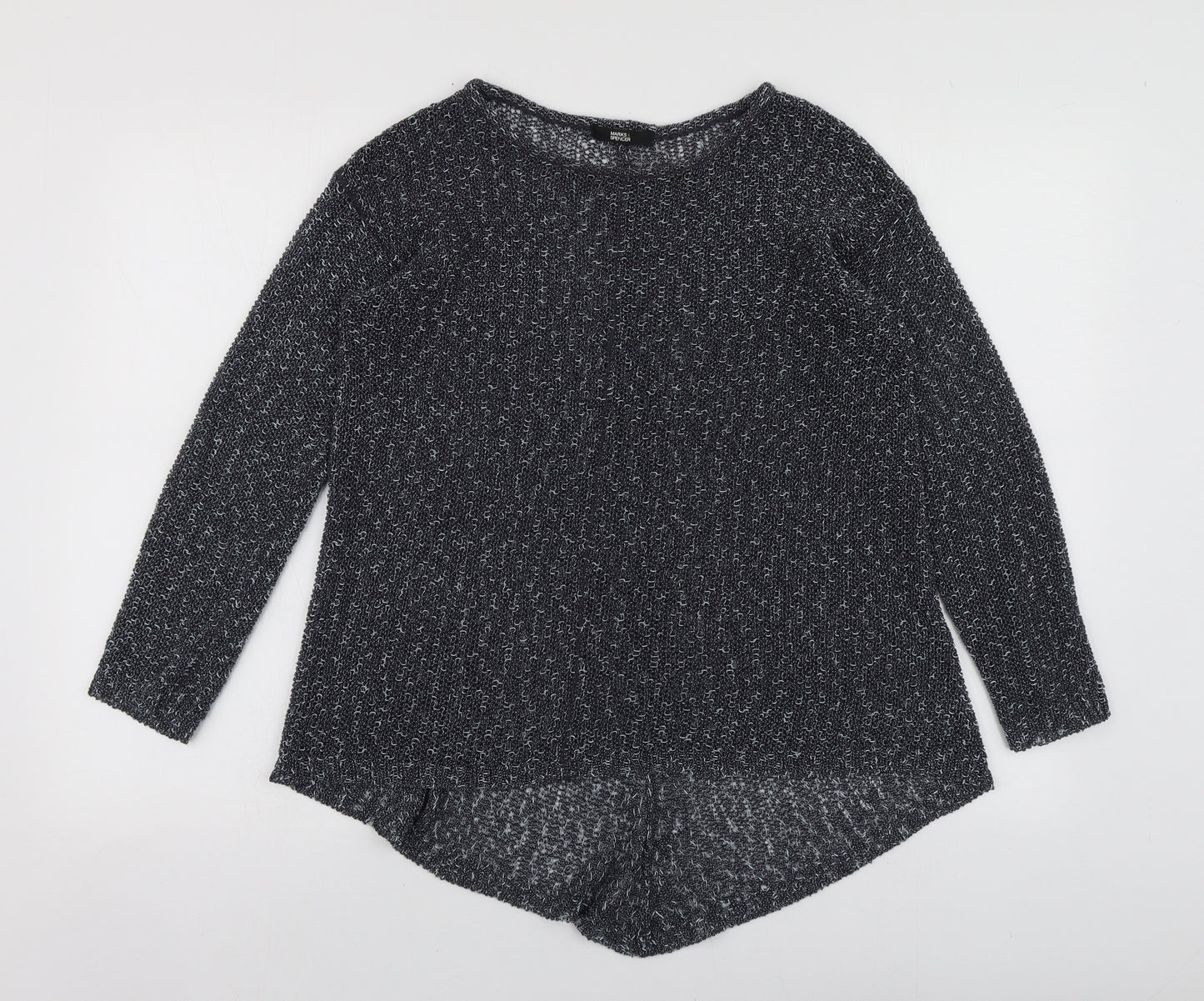 Marks and Spencer Womens Blue Round Neck Acrylic Pullover Jumper Size 12