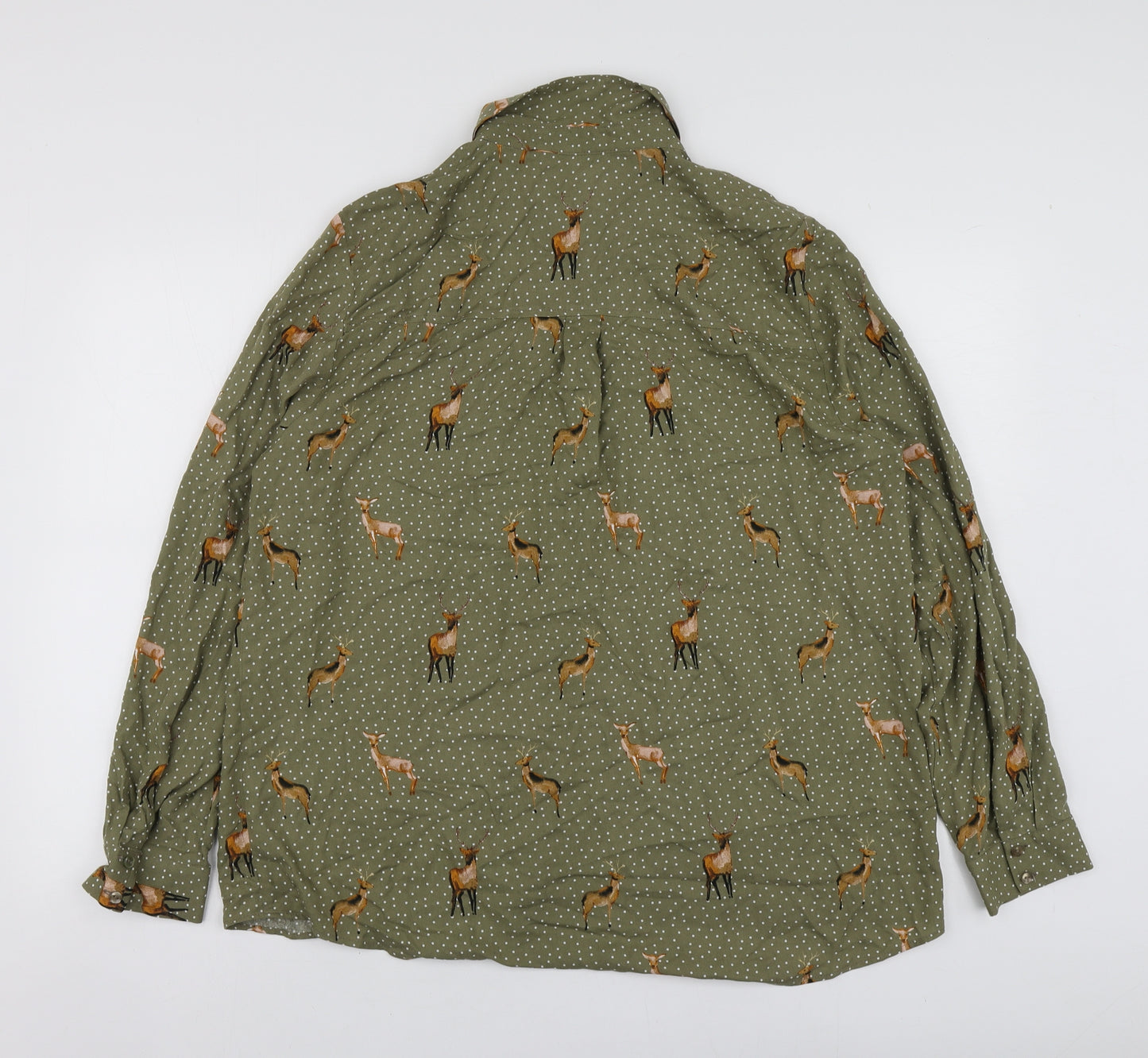 TU Womens Green Polka Dot Viscose Basic Button-Up Size 18 Collared - Deer