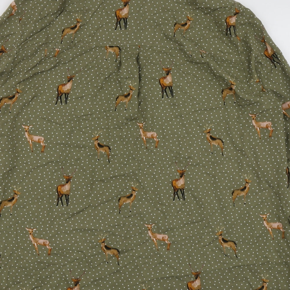 TU Womens Green Polka Dot Viscose Basic Button-Up Size 18 Collared - Deer