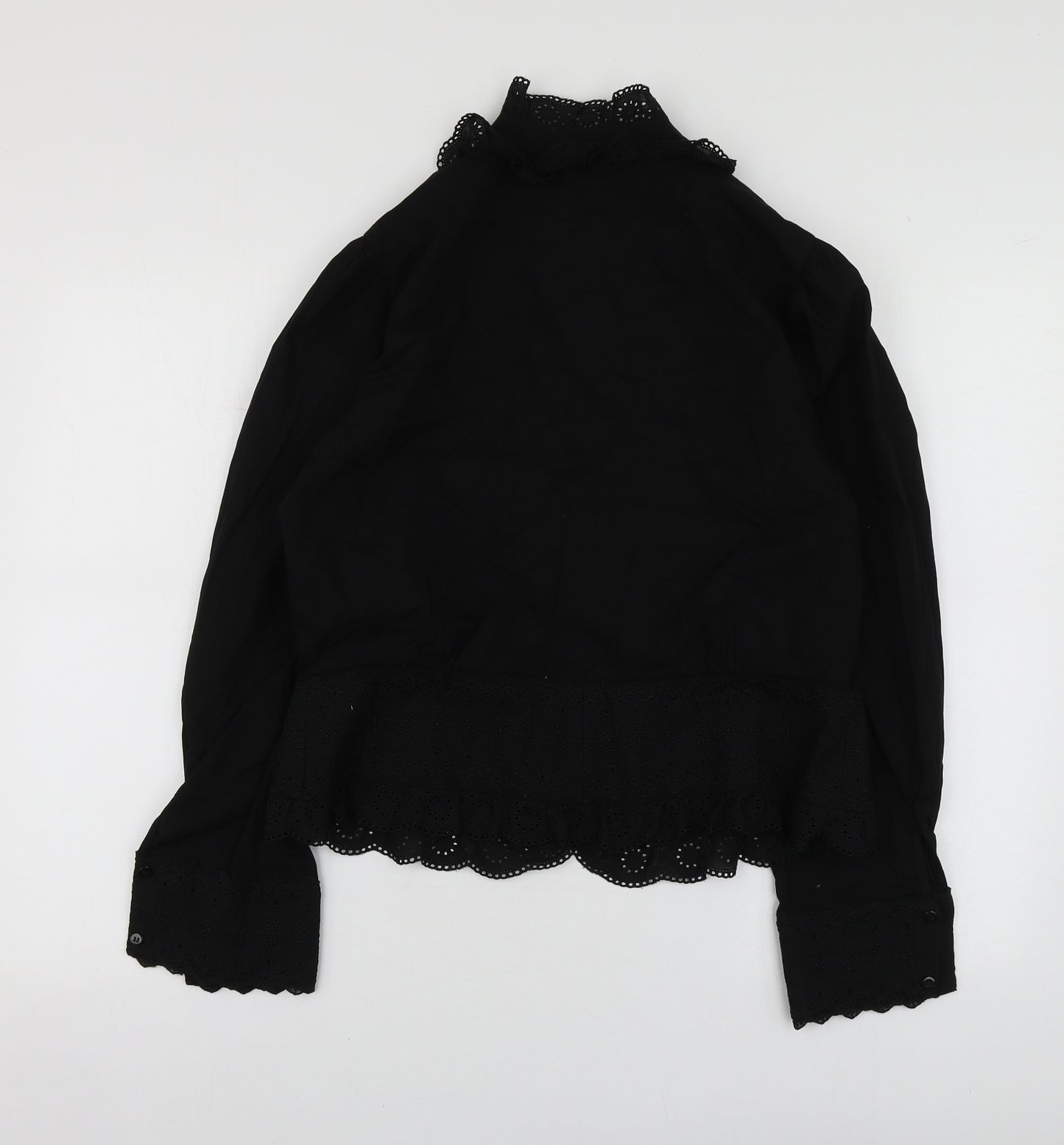Sadiva Womens Black 100% Cotton Basic Button-Up Size M High Neck