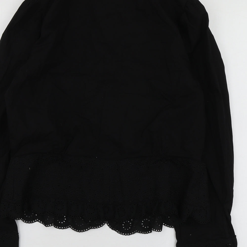 Sadiva Womens Black 100% Cotton Basic Button-Up Size M High Neck