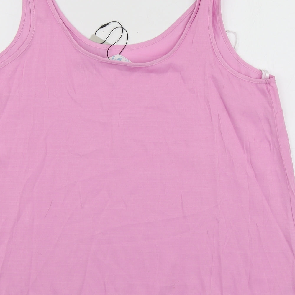 Primark Womens Pink Polyester Basic T-Shirt Size 16 Round Neck