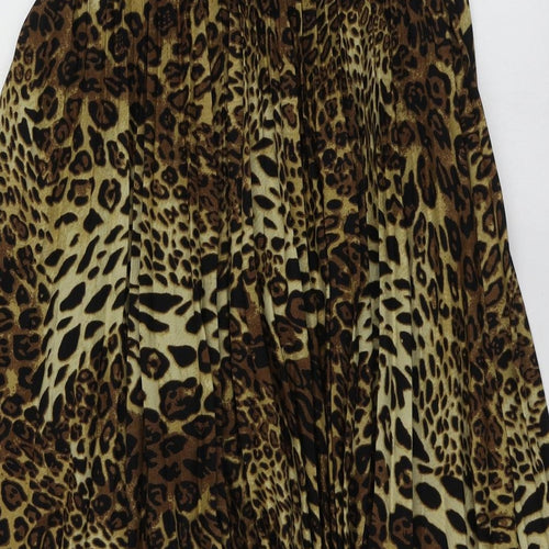 Missi London Womens Brown Animal Print Polyester Skater Skirt Size 8