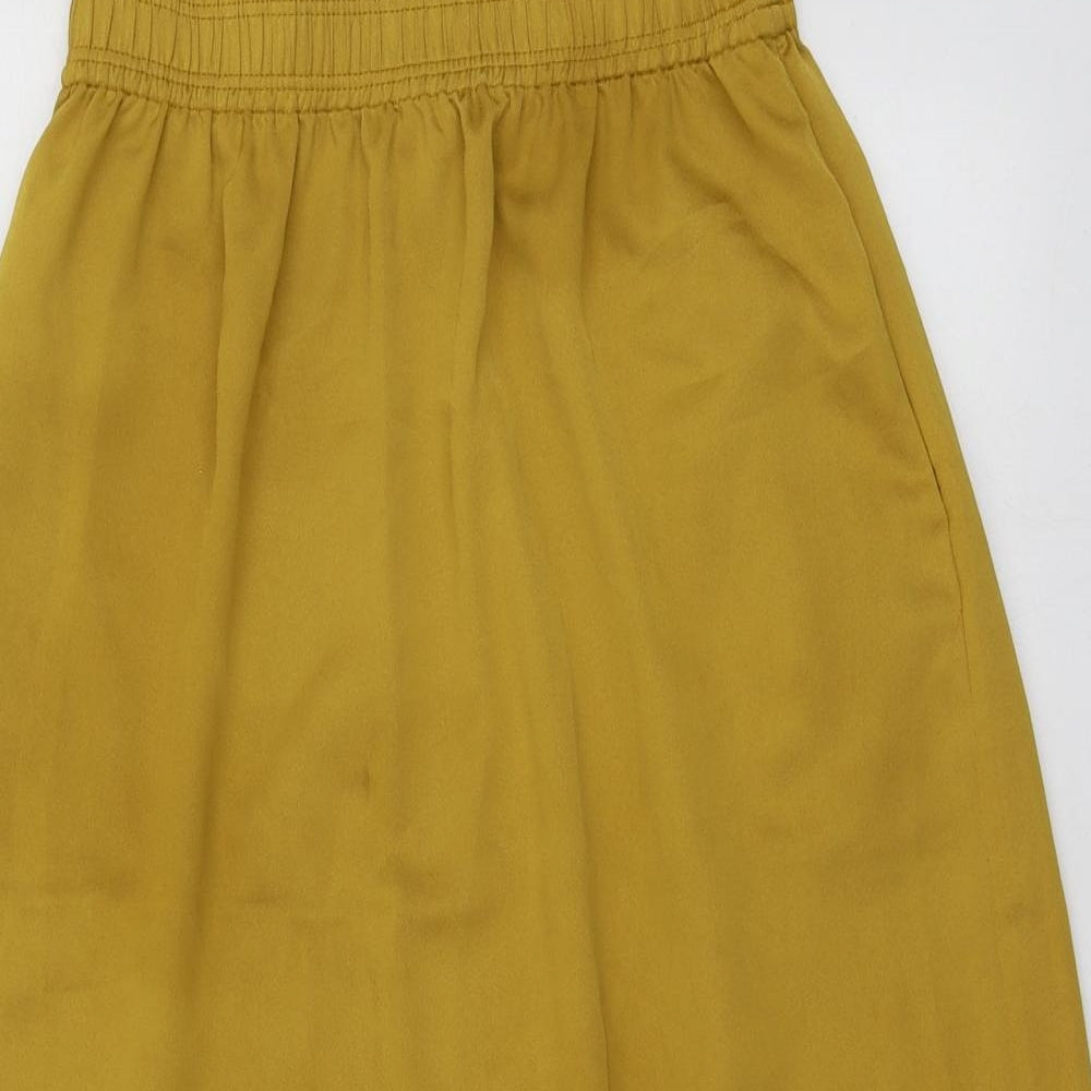 H&M Womens Yellow Polyester Skater Skirt Size 8