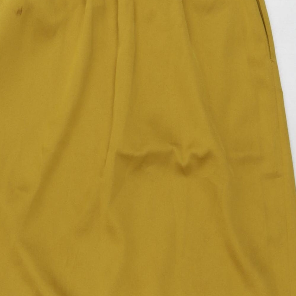 H&M Womens Yellow Polyester Skater Skirt Size 8